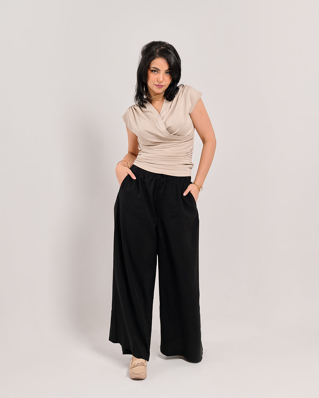 Soft Wide-Leg Pull-On Lounge Trousers (M261306)