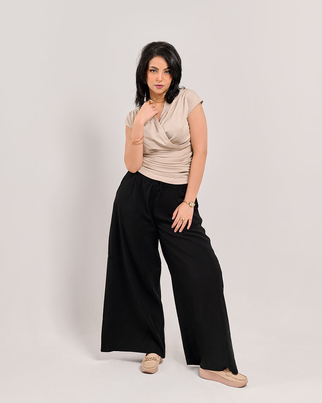 Soft Wide-Leg Pull-On Lounge Trousers (M261306)