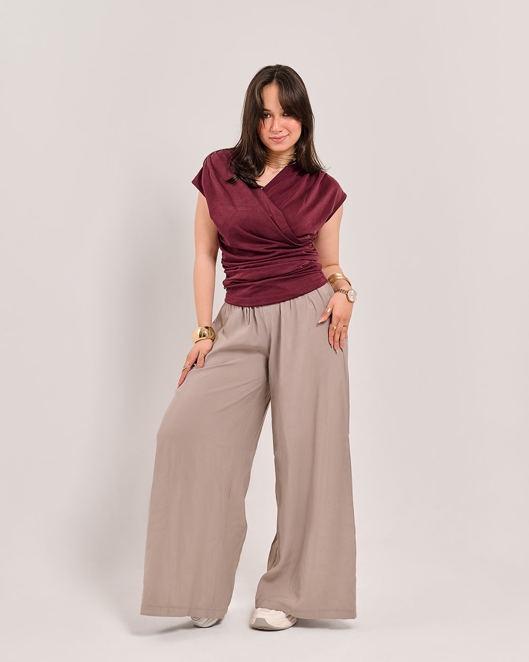 Soft Wide-Leg Pull-On Lounge Trousers (M261306)